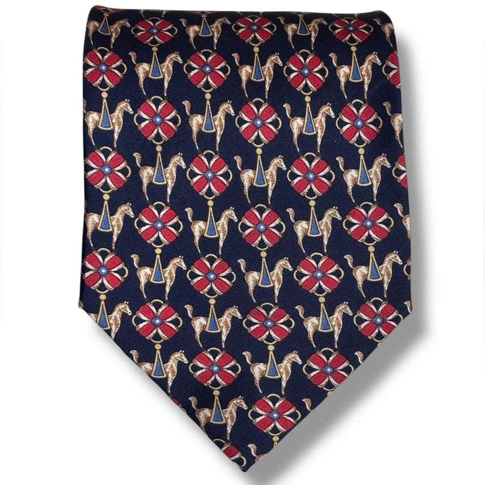 FENDI Whimsical Equestrian Print Silk Tie